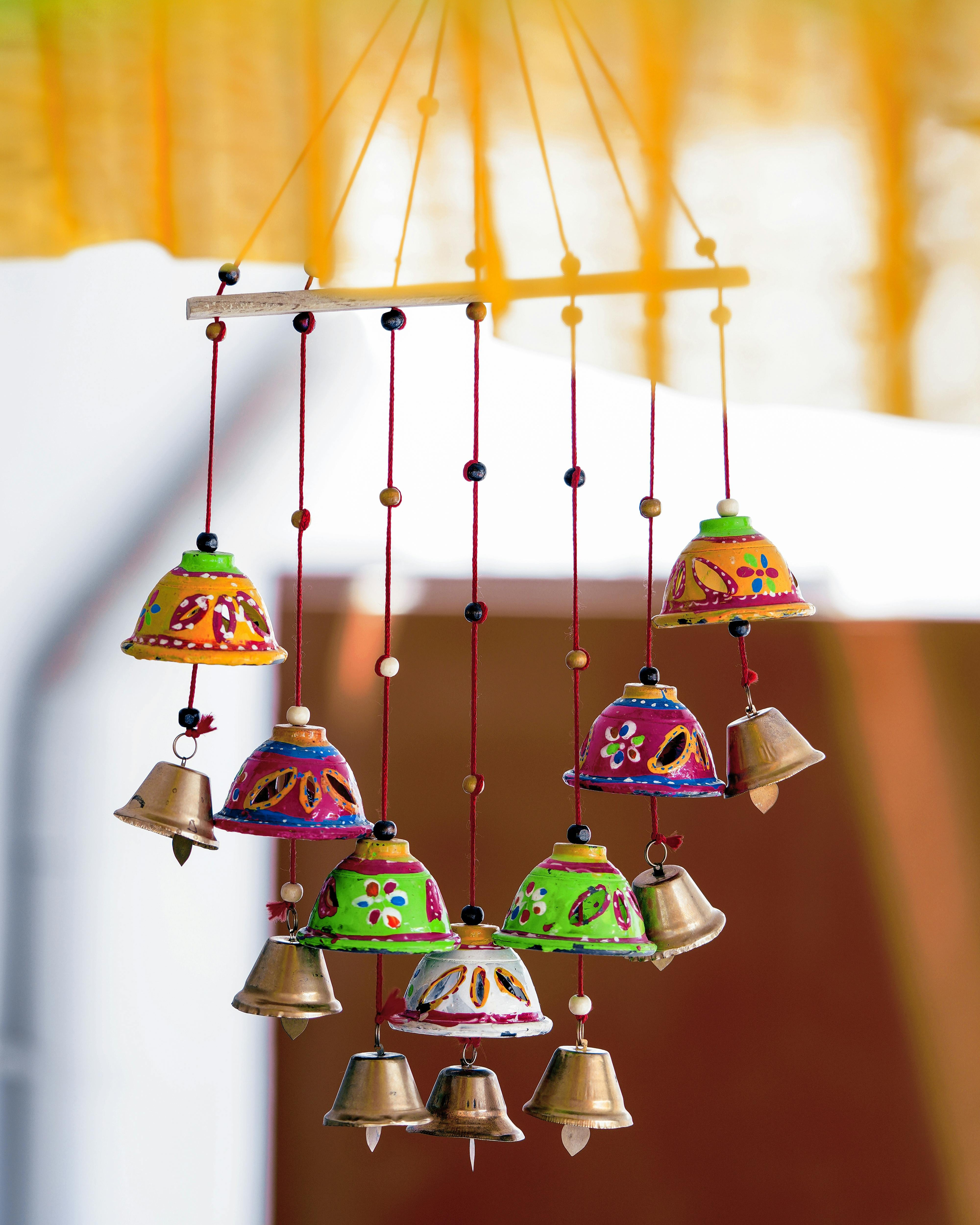 Chuông gió gốm đất nung vẽ tay họa tiết Bohemian